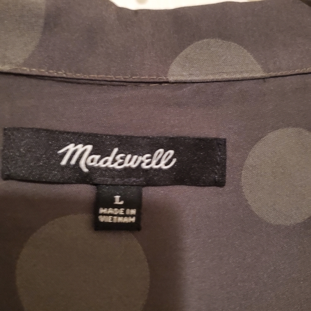Madewell Jacquard Dot Pajama Shirt Sz Large Olive Green - Picture 8 of 8